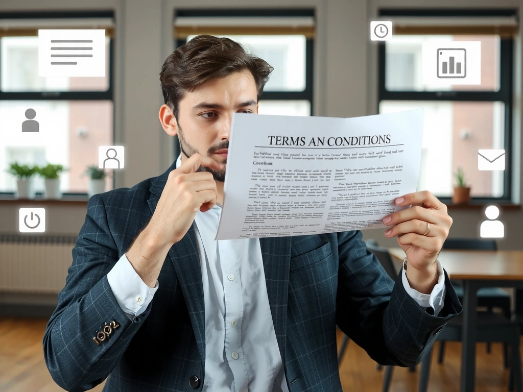 Person liest wichtige Dokumente, um Geschäftsbedingungen zu verstehen